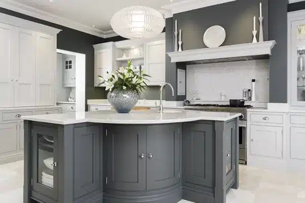 Painting Kitchen Cabinets Two Tone Dark Gray White